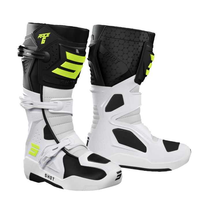 SHOT Boots Race 6 Black/White/Neon Yellow